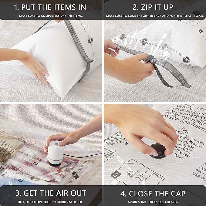 Vacuum Storage Bags with Electric Pump, Compression Packing Bags for Travel Luggage, Space Saver for Clothing Clothes Bedding Blankets Pillows, 10 Medium