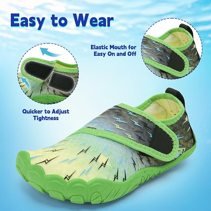 Kids Water Shoes Boys Girls - Wide Toe Box Quick Dry Barefoot Shoes Breathable Non Slip Aqua Athletic Sneakers for Swim Beach Pool Kayak Hiking Sand Walking Travel Essentials (Little Kid/Big Kid)
