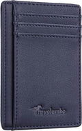 Travelambo Front Pocket Minimalist Leather Slim Wallet RFID Blocking Medium Size
