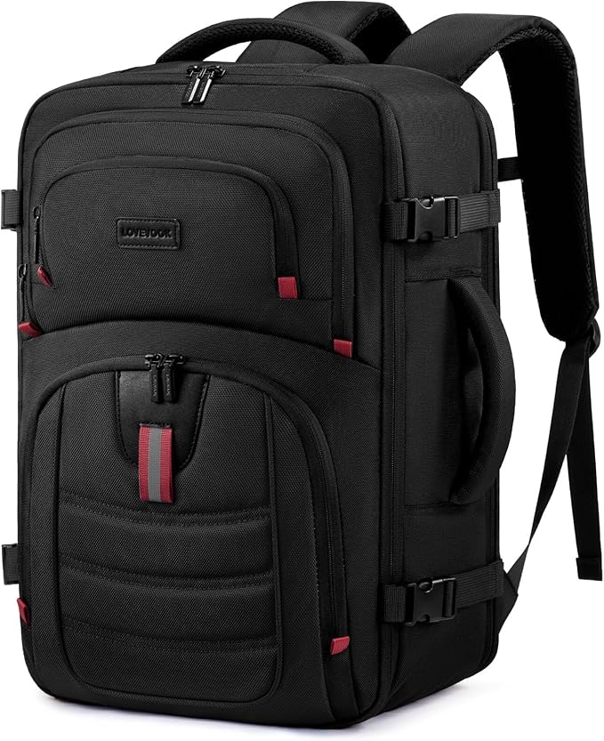 LOVEVOOK 50L Travel Backpack for Men, Airline Approved Carry On Bag with 3 Packing Cubes, TSA Overnight Bags, Waterproof Personal Item Bag, Weekender Essentials Backpacks fits 18" Laptop