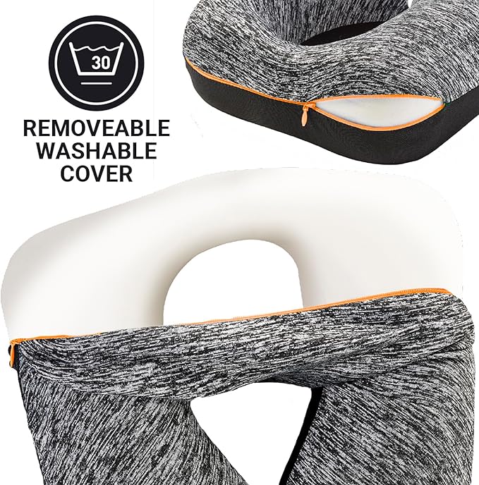 Go Travel American ZZZ's Comfortable Neck Pillow, Travel Pillow for Uninterrupted Sleep, Memory Foam Pillow for Everyday Commute, Airplane, Bus, Car, and Gaming, Travel Essentials, Made in USA, Orange