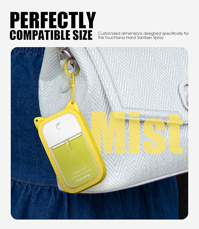 Sonnorel Silicone Case Compatible with Touchland Hand Sanitizer Spray (Fit for 1 FL OZ/30 mL Ver), Portable keychain