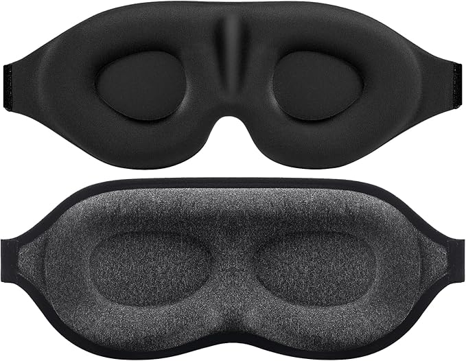 MZOO Luxury Sleep Mask for Back, Side Sleeper, Complete Light Blocking Sleeping Eye Mask Night Blindfold, 3D Zero Pressure & Lash Friendly, Breathable Soft Eye Cover Flight Nap Travel