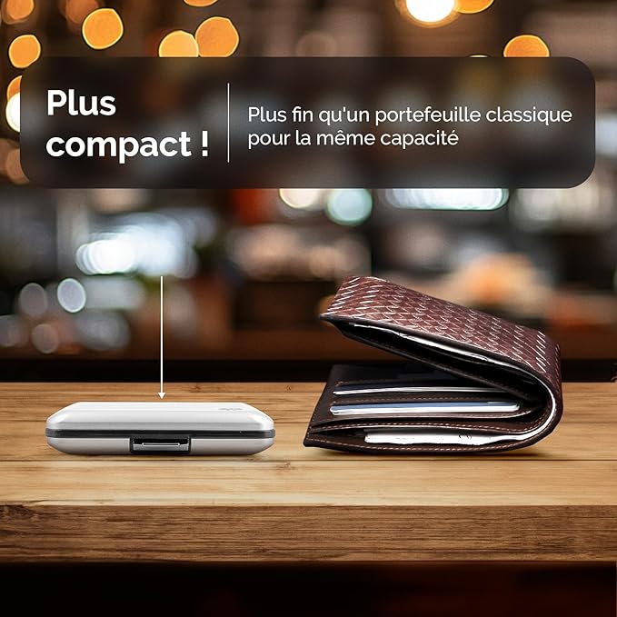 ÖGON -DESIGNS- Aluminum card holder with metal lock, RFID protection against fraud and demagnetization, compact wallet, Smart Case OSLO model