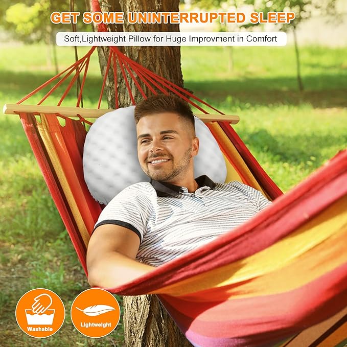 Ultralight Inflatable Camping Pillow with Soft Cover, Compact Compressible Portable Travel Air Pillow, Blow Up Camp Pillows for Outdoor Camp Sport Hiking Backpacking Travel Essential White