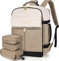 LOVEVOOK Travel Backpack for Women, TSA Carry On Backpack Flight Approved Luggage, 40L Water Resistant Personal Item Daypack Large Weekender Bag fit 17 inch Laptop with 3 Cubes, Beige-khaki-black
