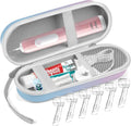 Sopito Electric Toothbrush Travel Case, Hard Storage Case with 6pcs Cover Caps, Fits for Oral-B/Oral-B Pro/Philips Sonicare Electric Toothbrush, Gradient