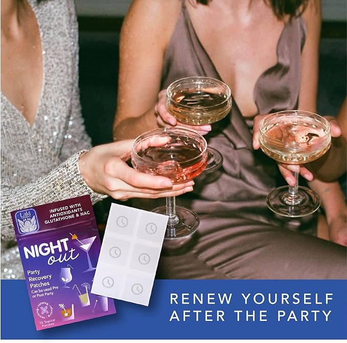 Laki Naturals Night-Out Patch (1 Count, Pack of 15) |All Natural Antioxidant Support After Drinking, Hypoallergenic