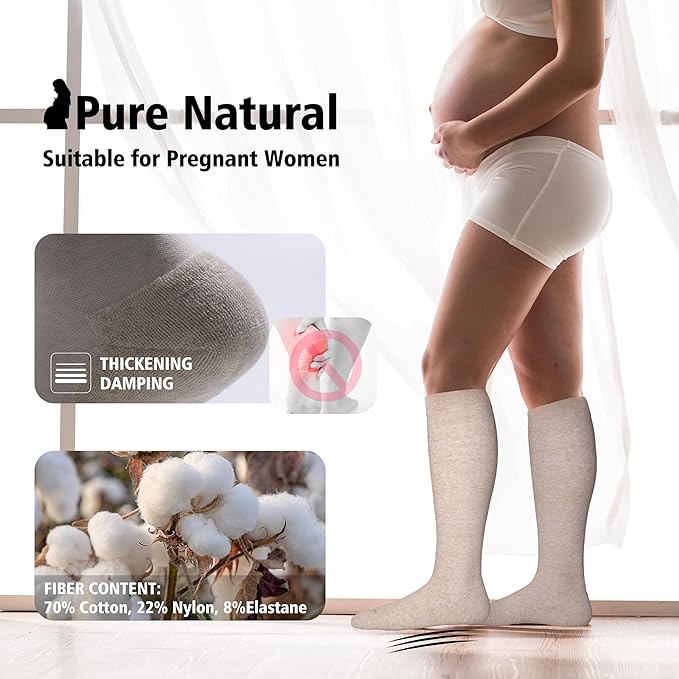 LEVSOX Cotton Compression Socks for Women&Men 20-30mmHg Knee High Cute Support Sock for Nurses Pregnancy Travel