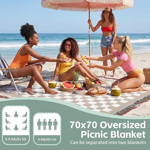 2 in 1 Extra Large Boho Beach Blanket Towel Sand Free Outdoor Picnic Mat Giant Oversized Xl Big Jumbo Huge Turkish Woven Throw Cloud Summer Vacation Essential Travel Must Have Accessories Women Gift