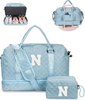 Gifts for Sister - Personalized Travel Bag with Shoe Compartment, Monogram Overnight Bag, Letter Travel Bag with Makeup Bag