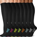 Sooverki Copper Compression Socks for Men & Women 8 Pack 15-20mmHg - Knee High Stockings Best Support for Running Athletic