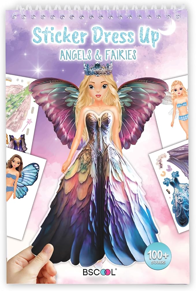 BSCOOL Sticker Dress up Fairies and Angels. Sticker Activity Book for Kids, Learn to Dress up Fairies and Angels with Guide for Kids 5 and up. Girls Fashion Paper Dolls