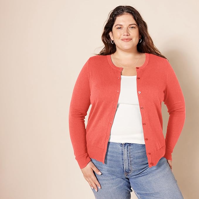 Amazon Essentials Women's Lightweight Crewneck Cardigan Sweater (Available in Plus Size)