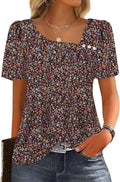 WIHOLL Womens Summer Tops Short Sleeve Shirts Square Neck Spring Outfits 2026 Fashion Clothing Blouses