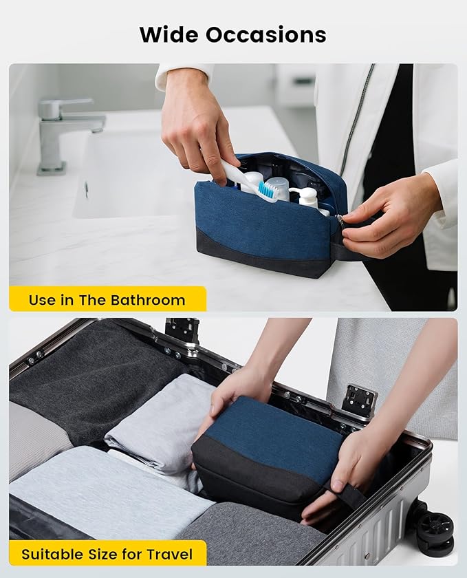 Vorspack Travel Toiletry Bag - Water Resistant Toiletry Bag for Men Small Travel Bag for Toiletries, Accessories - Navy Blue