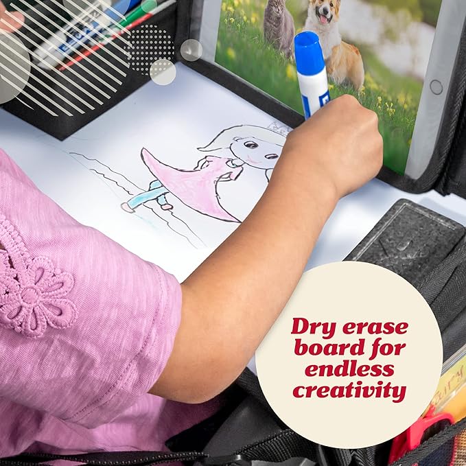 Lusso Gear Lap Tray for Toddler and kids, Table Tray for Travel, Car Seat, Airplane, Desk Essential Accessories and Road Trip Activities (Gray)