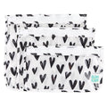 Bumkins Travel Bag, Toiletry, TSA Approved Pouch, Zip Bag, Quart Size Airline Compliant, Clear-Sided, Baby, Diaper Bag Organization, Makeup, Accessories, Packing, Set of 3 Sizes, Black Hearts