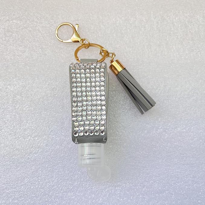 2 Pcs 1oz Bling Travel Bottle Case with Keychain, Travel Bottles for Alcohol, Hand Soap, Refillable Containers Portable
