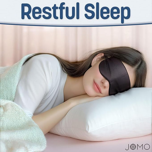 100% Tencel Sleep Eye Mask - Black - Superior to Cotton - Light Blocking Travel Blindfold for Men & Women - Ultra-Soft & Comfortable with Adjustable Strap for Restful Sleep - by JoMo