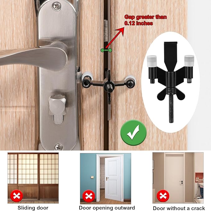 Portable Door Lock Upgraded Stoppers, Hotel Doors Locks for Travelers Safety Locker Jammer Security Devices from Rooms Inside Travel Home Apartment Bedrooms Essentials Reinforcement for Women