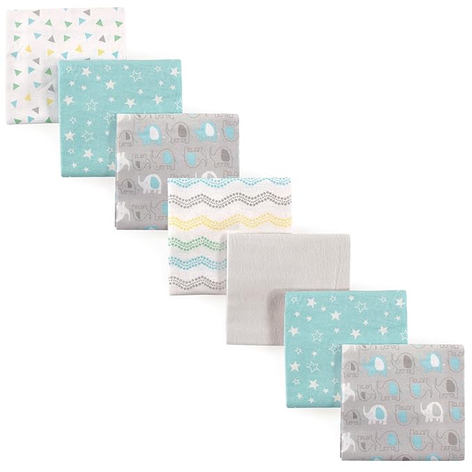 Luvable Friends Unisex Baby Cotton Flannel Receiving Blankets, Basic Elephant, One Size (Pack of 12)