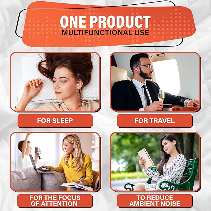 Reusable Ear Plugs for Sleeping - Noise Canceling Silicone Earplugs for Sleep, Reduce 40 dB, White Earplugs for Musicians Hearing Protection, Durable and Comfy, Good for Flying, Focus and Quiet Time