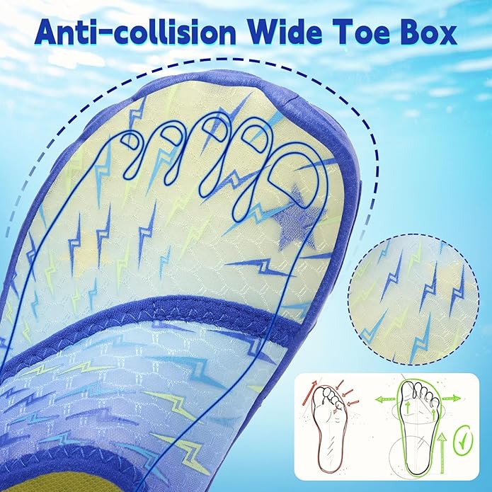 Kids Water Shoes Boys Girls - Wide Toe Box Quick Dry Barefoot Shoes Breathable Non Slip Aqua Athletic Sneakers for Swim Beach Pool Kayak Hiking Sand Walking Travel Essentials (Little Kid/Big Kid)