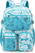 Lohol Multi-Pocket Backpack for School College Travel, Heavy Duty Big Bookbag with 15.6 inch Laptop Compartment (Green Graffiti