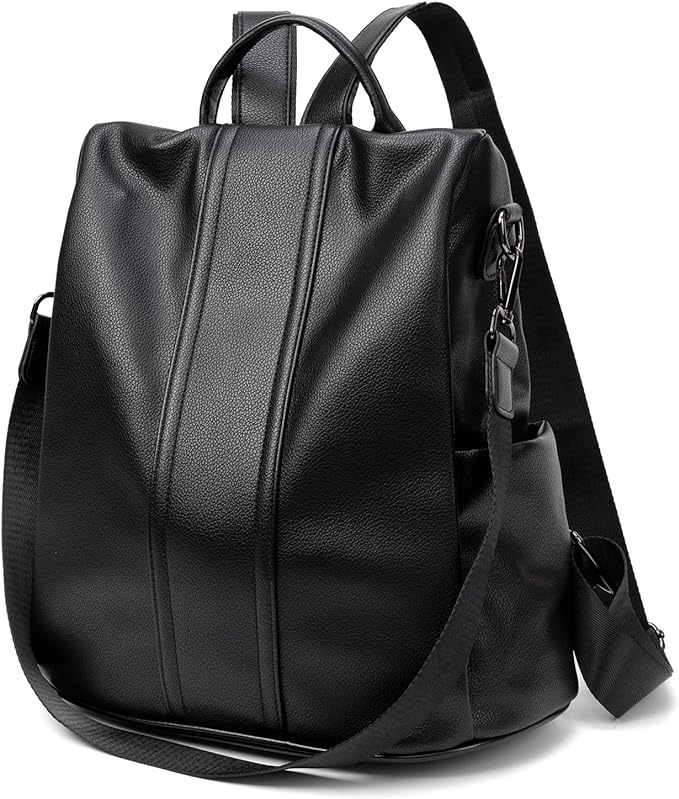 PINCNEL Women Backpack Purse Waterproof Nylon Anti-theft Rucksack Lightweight Shoulder Bag, Medium, Black