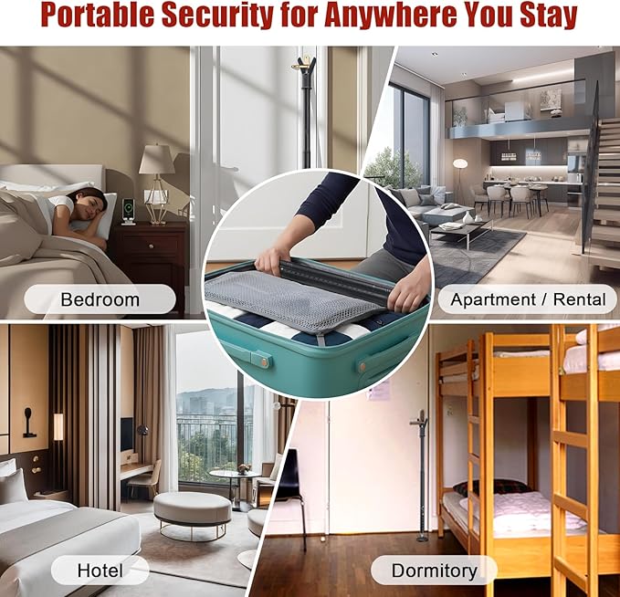 2 Pack Door Security Bar – Anti-Slip 600LB Heavy Duty Door Stopper Jammer Stick, Adjustable 24.5-50.7'',Portable Travel Safety Lock Blocker for Home, Apartment, Hotel, Front & Sliding Doors
