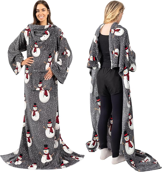 PAVILIA Wearable Blanket with Sleeves for Adult Women Men, Cozy Fleece Warm Wrap Throw with Arms, Gifts for Christmas, Wife