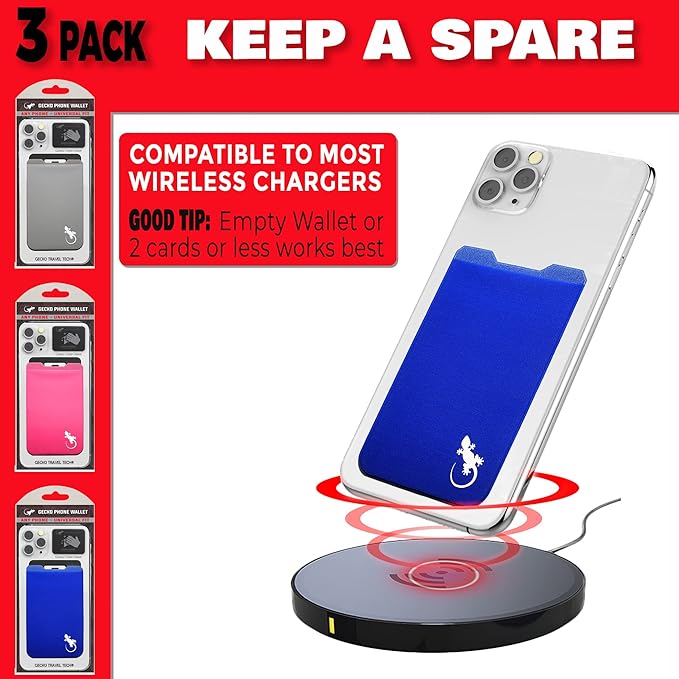 Phone Wallet - Adhesive Card Holder - Cell Phone Pouch - Stick on Lycra Pocket by Gecko - Carry Credit Cards and Cash