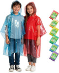 Hitituto Rain Ponchos Family Pack Kids– 6/12/24 Pack Disposable Poncho with Hood, Clear & Assorted Colors, Home Survival Kits