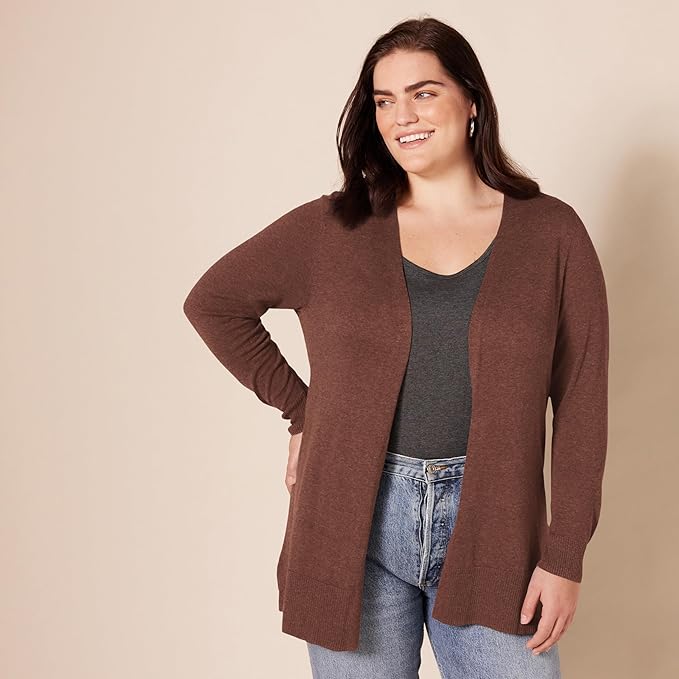 Amazon Essentials Women's Lightweight Long Sleeve Open-Front Cardigan Sweater (Available in Plus Size)