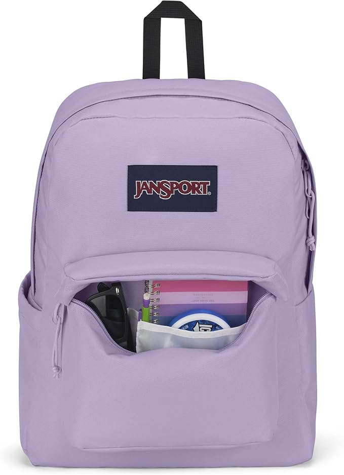 JanSport SuperBreak Plus Backpack with Padded 15-inch Laptop Sleeve and Integrated Bottle Pocket - Spacious and Durable Daypack for Work and Travel - Pastel Lilac