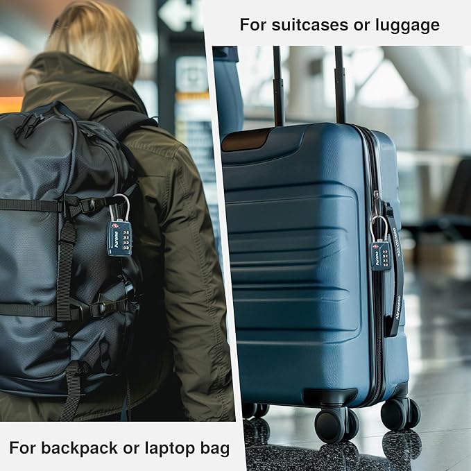 Puroma 2 Pack TSA Approved Luggage Locks, 4 Digit Combination Travel Cable Locks Resettable Code Lock with Zinc Alloy Body for Suitcase, Toolbox, Backpack, Bag, Gym Locker (Basic Blue Peacock)