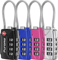 Puroma TSA Approved Luggage Lock, Multicolor 4 Digit Combination Travel Cable Locks Resettable Code Lock with Zinc Alloy Body for Suitcase, Backpack, Bag, Gym Locker (Black,Blue,Silver,Red-Violet)