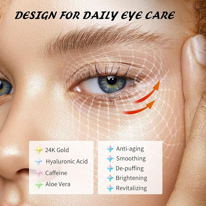 Maskiss Under Eye Patches(30 Pairs), 24K Gold, Caffeine, Hyaluronic Acid, Aloe Vera Eye Masks for Dark Circles Puffy Eyes Undereye Bags, Eye Skin Care Gift Set for Bachelorette Party Favors