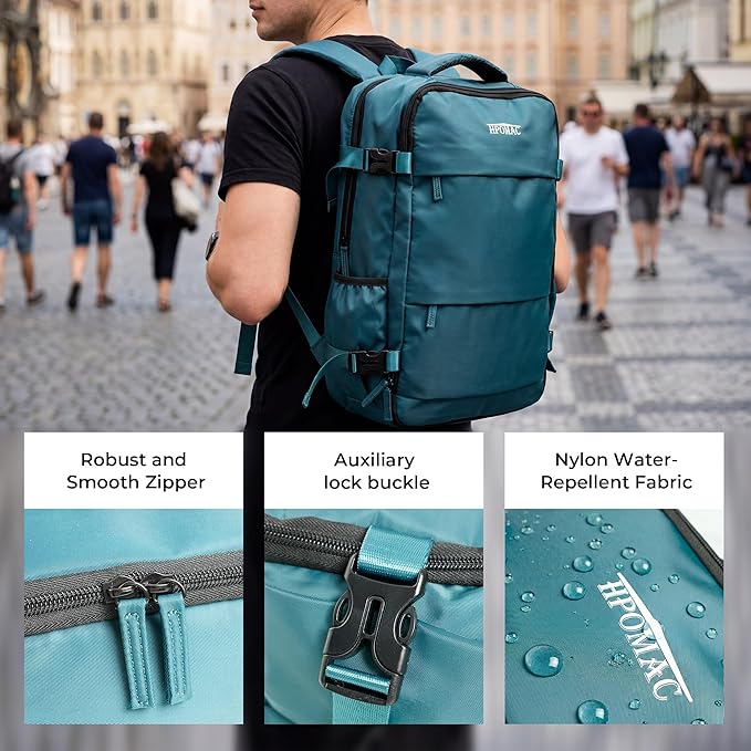 Vacuum Compression Backpack, Carry-On Size Travel Backpack with Vacuum System and Pump, Expands to 40L Packing Capacity, Fits 17” Laptop & 2–5 Days of Clothes, Water-Resistant Compression Backpack