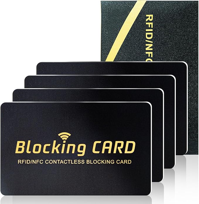 Schembo RFID Blocking Card,Contactless NFC Debit Credit Card Passport Protector, One Card Protects Entire Wallet/Purse for Men & Women, Smart Slim Design Perfectly Fits in Wallet/Purse (4Pack Black)