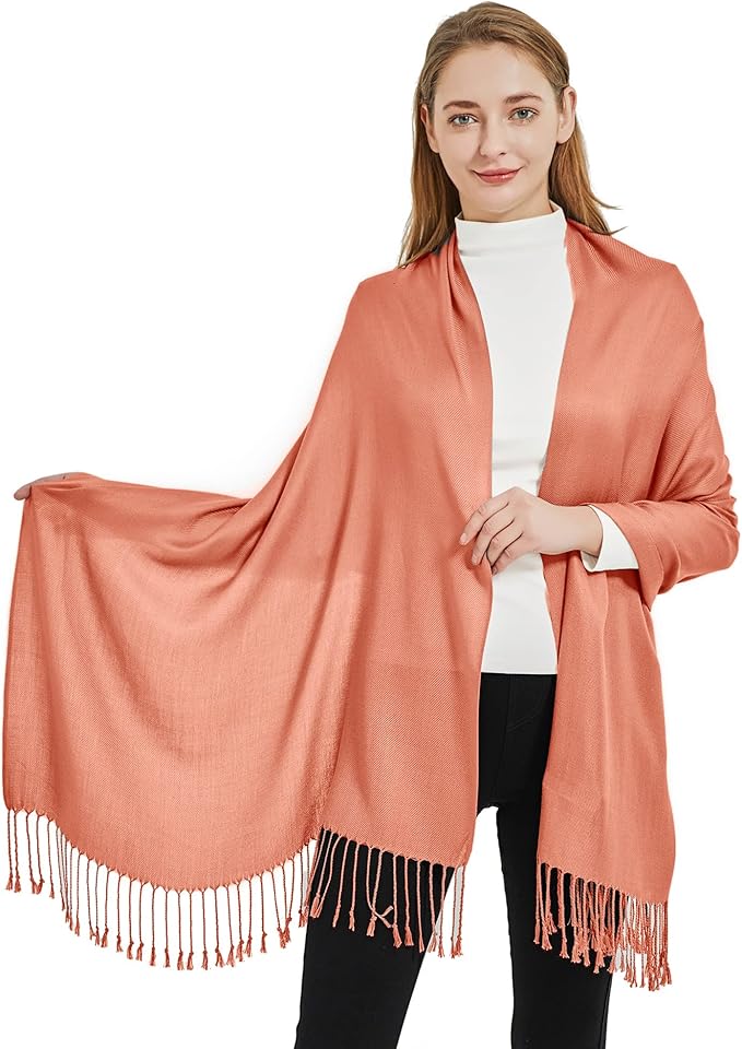 Soft Silky Pashmina Shawl Wraps Solid Colors Scarf for Wedding Evening Dresses