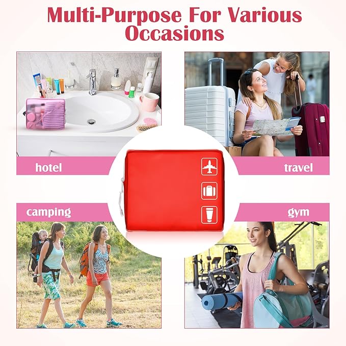 4 Pack TSA Approved Travel Toiletry Bags Frosted Translucent Leak-proof Cosmetic Makeup Bags for Women Men Travel Organizer Airport Security(Red,6.7 x 5.5 x 1.8 Inch)