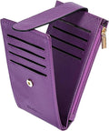 Women's RFID Slim Card Holder Wallet: Thin Bifold with Multi-Card Case & Zipper Coin Pocket Purse (Deep Purple)
