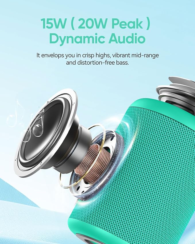 Portable Bluetooth Speaker Beach Essentials: Powerful Crystal Clear Sound/Dynamic Light/IPX5 Waterproof/All Day Playtime/Wireless BT 5.3/TWS Paring, Mom Gifts, Outdoor|Travel|Camping|Pool Accessories