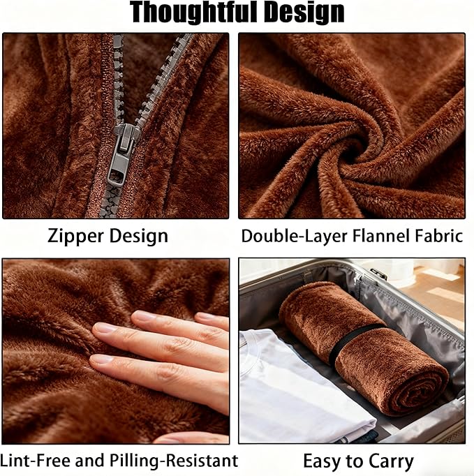 SNZ Wearable Blanket for Womens and Mens, Comfy Flannel Poncho, Snuggie Warm Shawl Wraps for Women, Birthday Gift Ideas