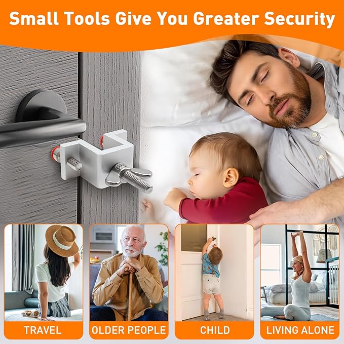 HOWDIA Portable Door Lock Dual Nut Adjustment, Thickened Body Hotel Door Locks for Travelers Security, Home Door Safety Locks from Inside for Additional Privacy