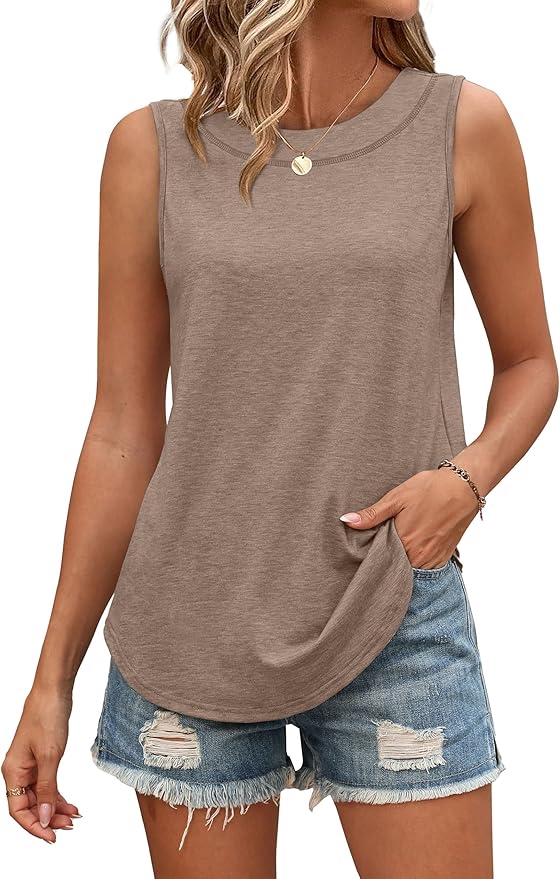 WIHOLL Tank Tops for Women Summer Outfits 2026 Crewneck Spring Casual Sleeveless Shirts Blouses Clothing