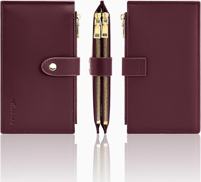 Travelambo Leather Wallets for Women Slim RFID Blocking Bifold Credit Card Holder Wallet