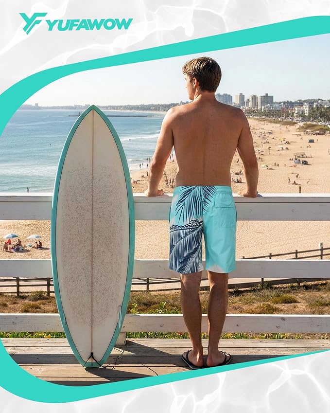 Men Swim Trunks 9 Inch with Mesh Lining Breathable Quick Dry Drawstring Pockets for Summer Beach Pool Board